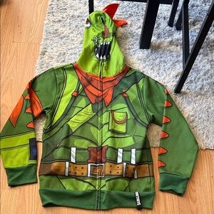 Kids Green Dragon Costume Zip-Up Hoodie - Fortnite Style